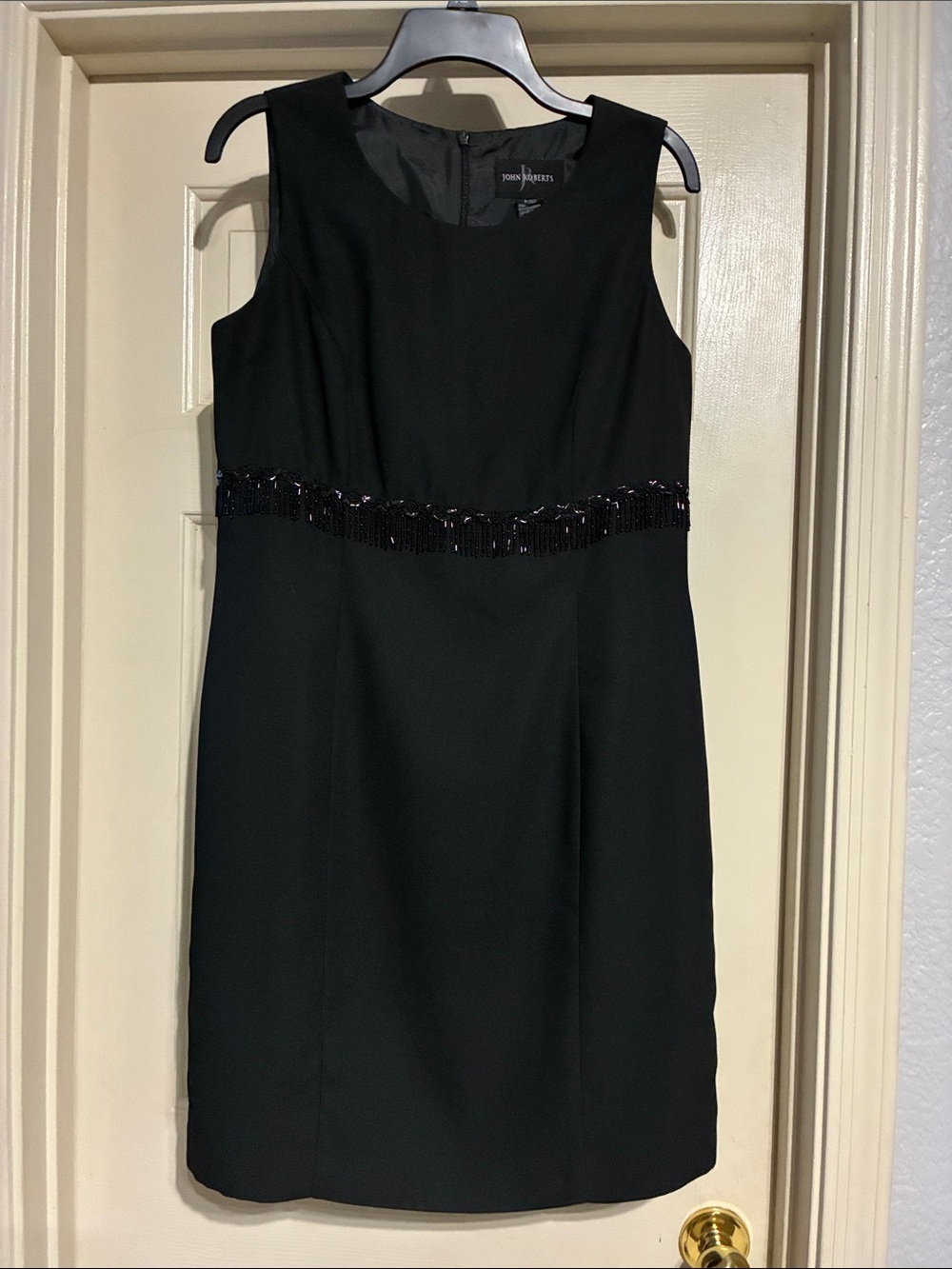 Jones New York Black Sleeveless Beaded Waist Dress